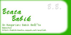 beata babik business card